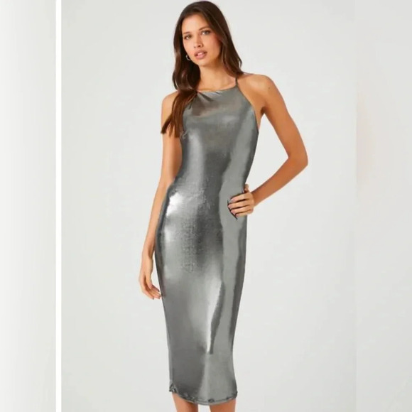 Midi Slip Dress, Liquid Metal bronze/gold color, bodycon, gorgeous!! 
Small/XS - Picture 1 of 11
